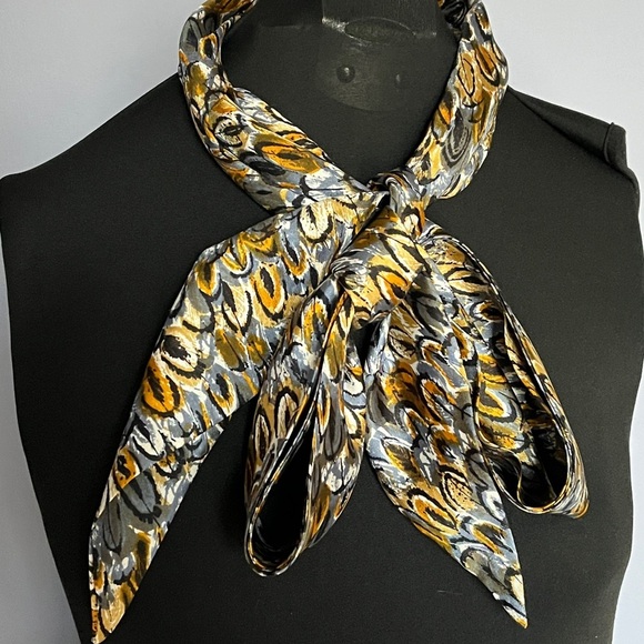 Vintage Vera Neumann Silk Tie Scarf Hand Screened Abstract Print - Picture 2 of 10